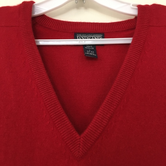 100% 2-ply Cashmere Sweater LANDS END, Mens L - Picture 2 of 4